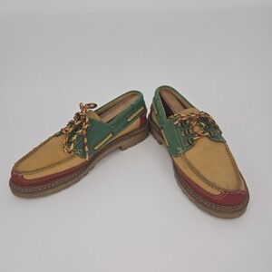 DIBA Vintage Boat Shoes‎ Men's 8.5 Leather Suede Lug Sole Deck Shoes Colorblock